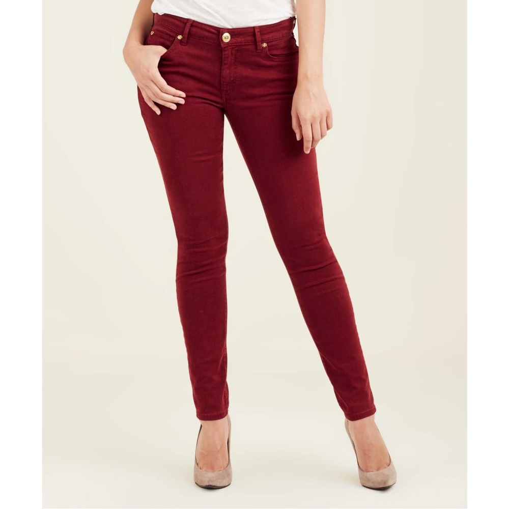 True Religion Oxblood Jennie Mid-Rise Curvy Skinny Jeans women’s size 30